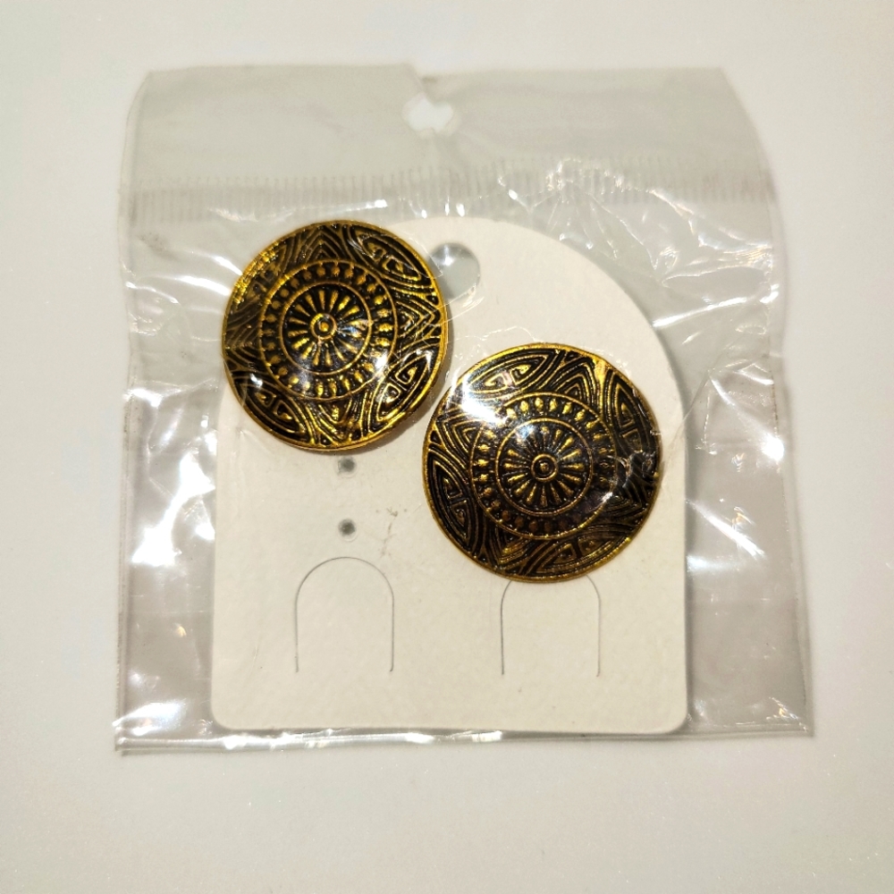 Gold Button Earrings
